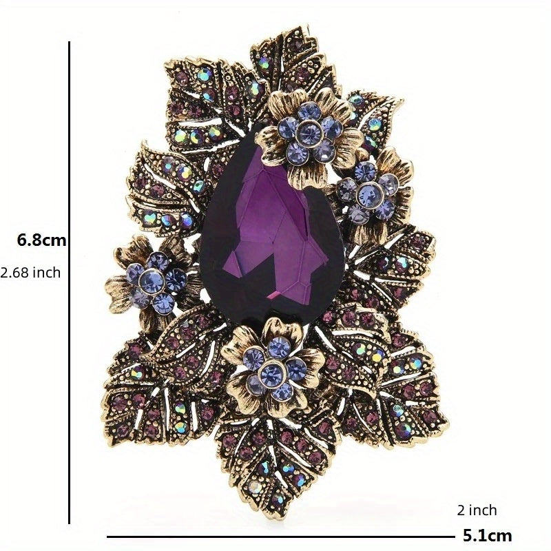 Stunning Crystal Flower Brooch - Adorned with Sparkling Rhinestones, Timeless Vintage-Inspired Style for Ladies and Girls