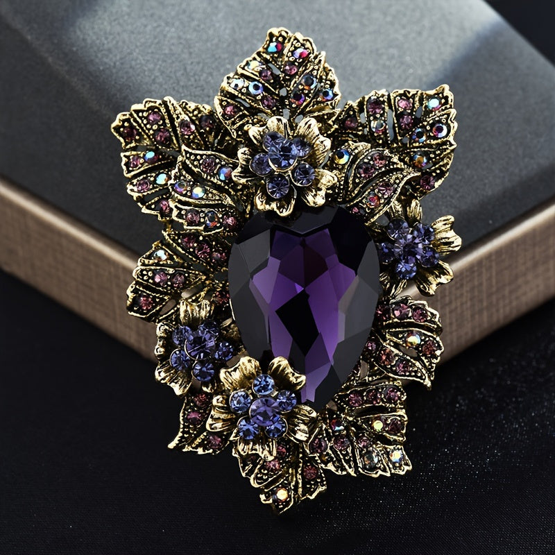 Stunning Crystal Flower Brooch - Adorned with Sparkling Rhinestones, Timeless Vintage-Inspired Style for Ladies and Girls