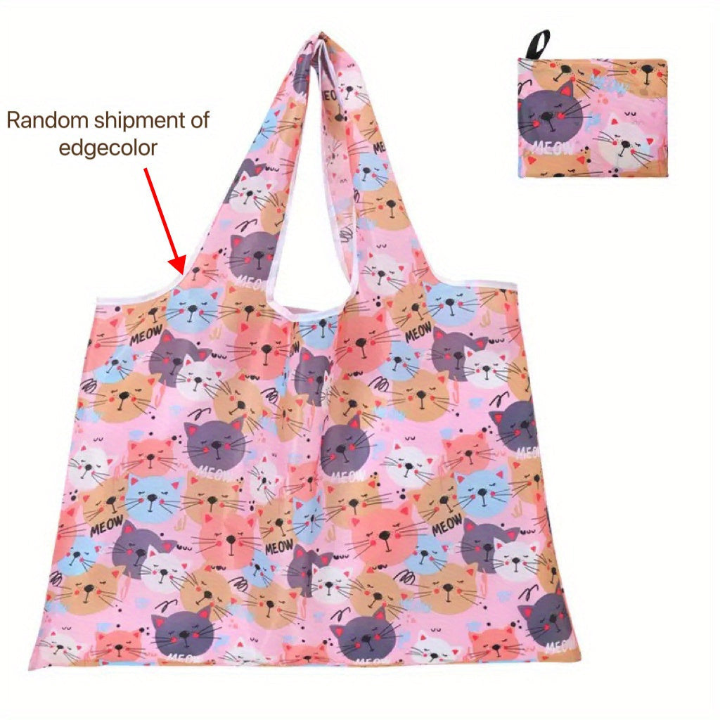 Waterproof and reusable Oxford cloth grocery bags with a large capacity, inner pocket, and foldable design. These portable lightweight shopping totes feature an ice cream plant pattern, making them perfect for outdoor camping, travel, and carry-on