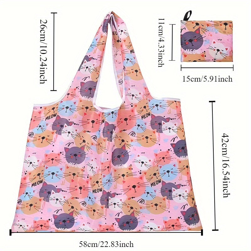 Waterproof and reusable Oxford cloth grocery bags with a large capacity, inner pocket, and foldable design. These portable lightweight shopping totes feature an ice cream plant pattern, making them perfect for outdoor camping, travel, and carry-on