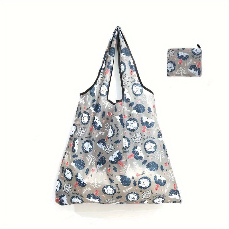 Waterproof and reusable Oxford cloth grocery bags with a large capacity, inner pocket, and foldable design. These portable lightweight shopping totes feature an ice cream plant pattern, making them perfect for outdoor camping, travel, and carry-on