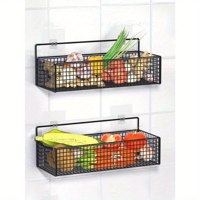 Convenient Easy-Install Iron Kitchen Storage Rack - No Drilling Required! Versatile, Durable, and Resistant to Rust and Moisture. Features Drainage Design for added convenience. Spacious enough to store all your cooking essentials, sink tools, and more.