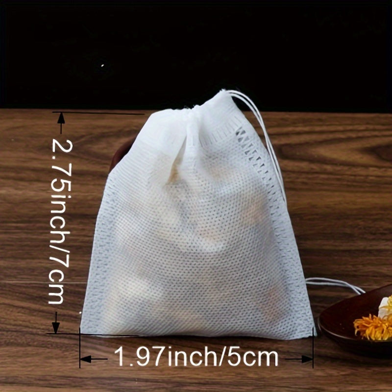 100 pieces of soup bags, tea bags, filter bags, reusable drawstring soup bags, Chinese medicine filter mesh bags, straining cheesecloth bags, spice bags for cooking, muslin bags, bone broth brew bags, and kitchen accessories.