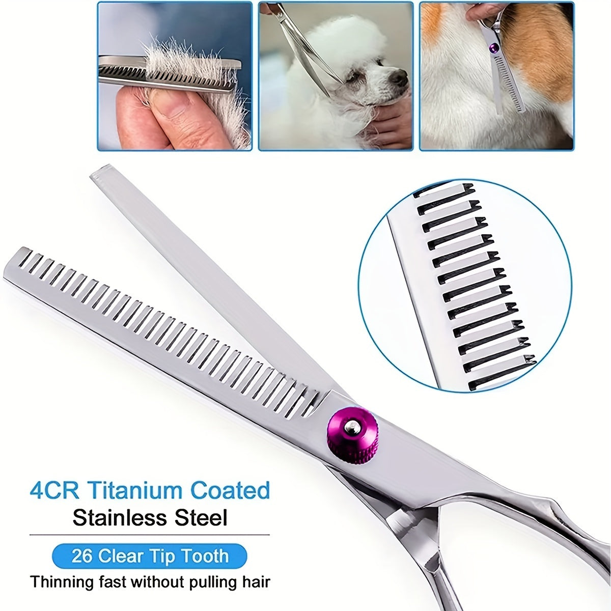 Pet Grooming Scissors - Professional Hair Trimming for Dogs, Curved Teeth Scissors for Haircutting and Cleaning.