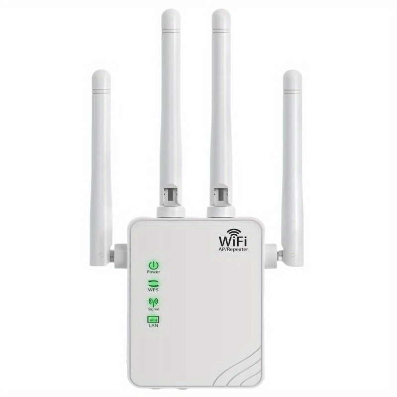 EU plug Wi-Fi extender boosts signal for home up to 10000 sq. ft. & 88 devices, 300Mbps 2.4G-5G Wi-Fi amplifier, extends Wi-Fi range, boosts internet speed.