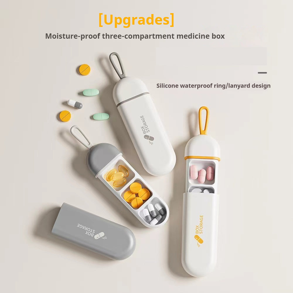 Compact and convenient for travel, the 1pc TravelMate Portable Pill Organizer features 3 compartments made of plastic with a moisture-proof silicone strip. Its casual style makes it a convenient option for storing your medicine while on the go.