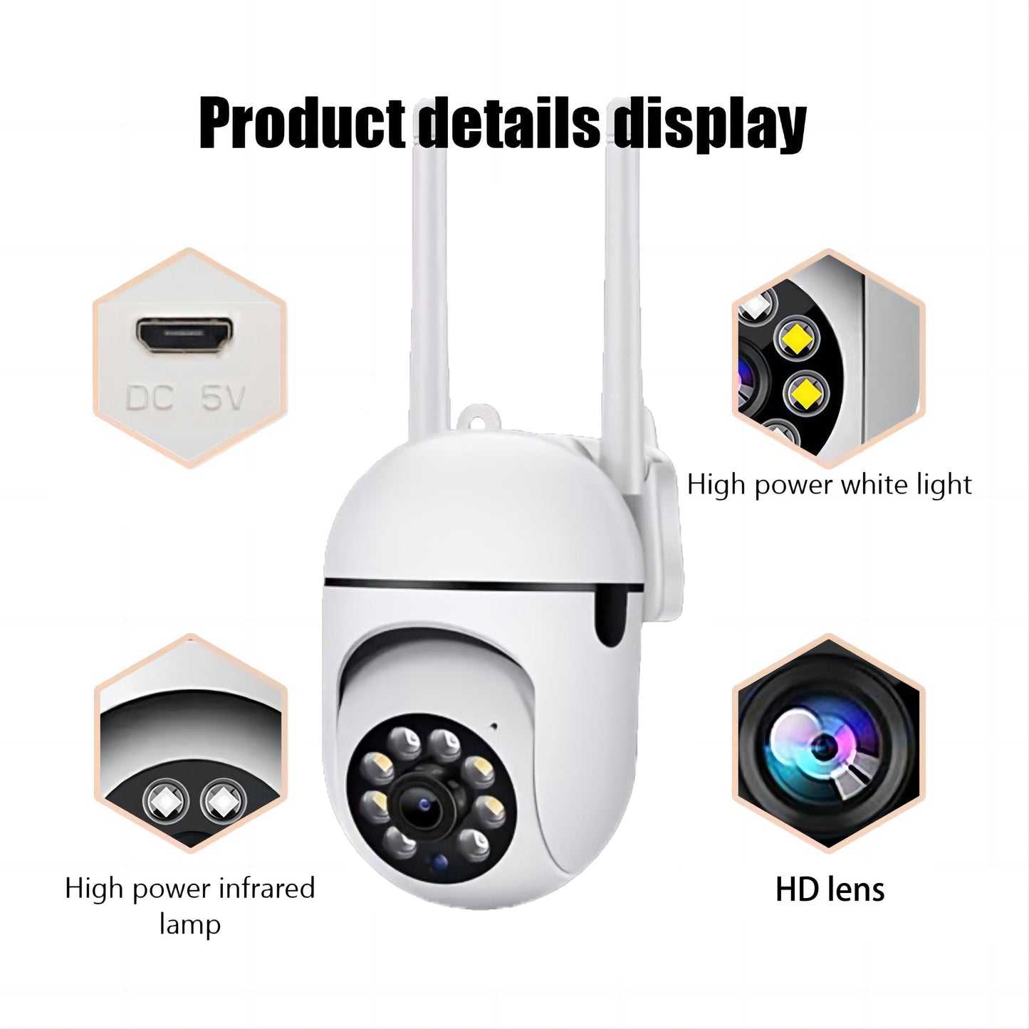 The 1080P HD WIFI Monitoring Camera offers 355 Degree intercom functions for total home security. With full-color night vision capabilities, two-way intercom, and smart camera app operation, this wireless camera also allows for TF card/cloud storage