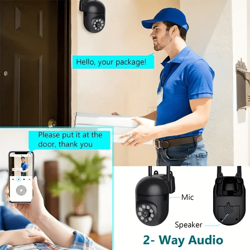 The 1080P HD WIFI Monitoring Camera offers 355 Degree intercom functions for total home security. With full-color night vision capabilities, two-way intercom, and smart camera app operation, this wireless camera also allows for TF card/cloud storage