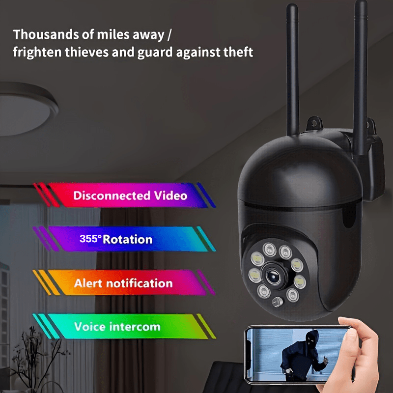 Enhance your home security with the Teruhal Smart Home Security Camera. This WiFi-enabled device features AI motion detection with a powerful floodlight, two-way audio, color night vision, and HD video surveillance for ultimate safety. Protect your