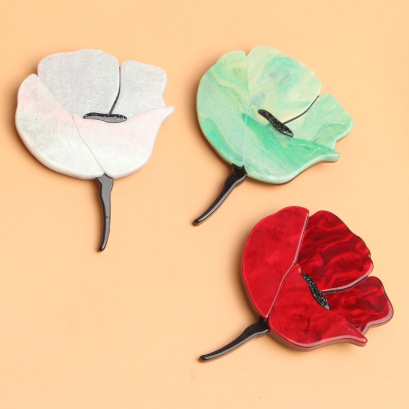 Elegant minimalist style acrylic flower brooch pins - unique simulation modeling floral corsage for both men and women