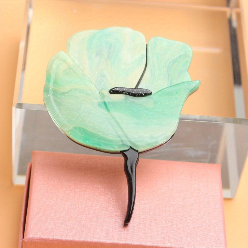 Elegant minimalist style acrylic flower brooch pins - unique simulation modeling floral corsage for both men and women