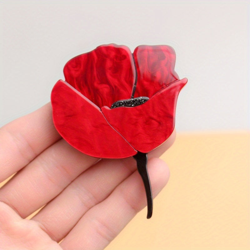 Elegant minimalist style acrylic flower brooch pins - unique simulation modeling floral corsage for both men and women