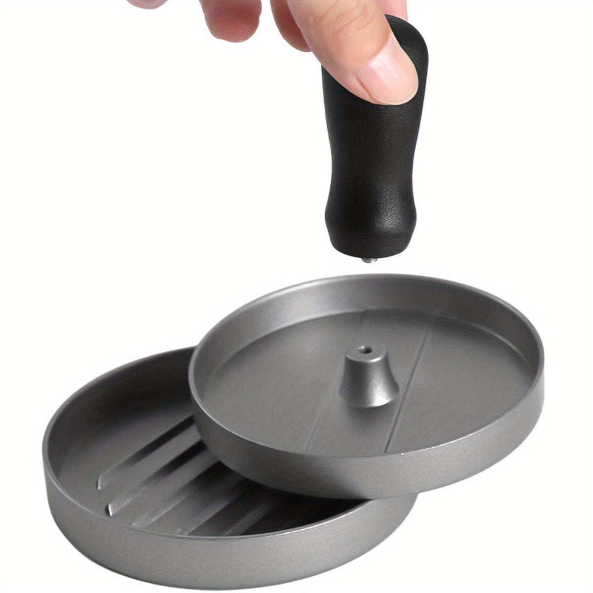 Create perfect hamburger patties with the Aluminum Burger Press Patty Maker, featuring a non-stick coating and includes wax paper discs. This kitchen gadget is food contact safe cookware, making it easy and convenient to use.