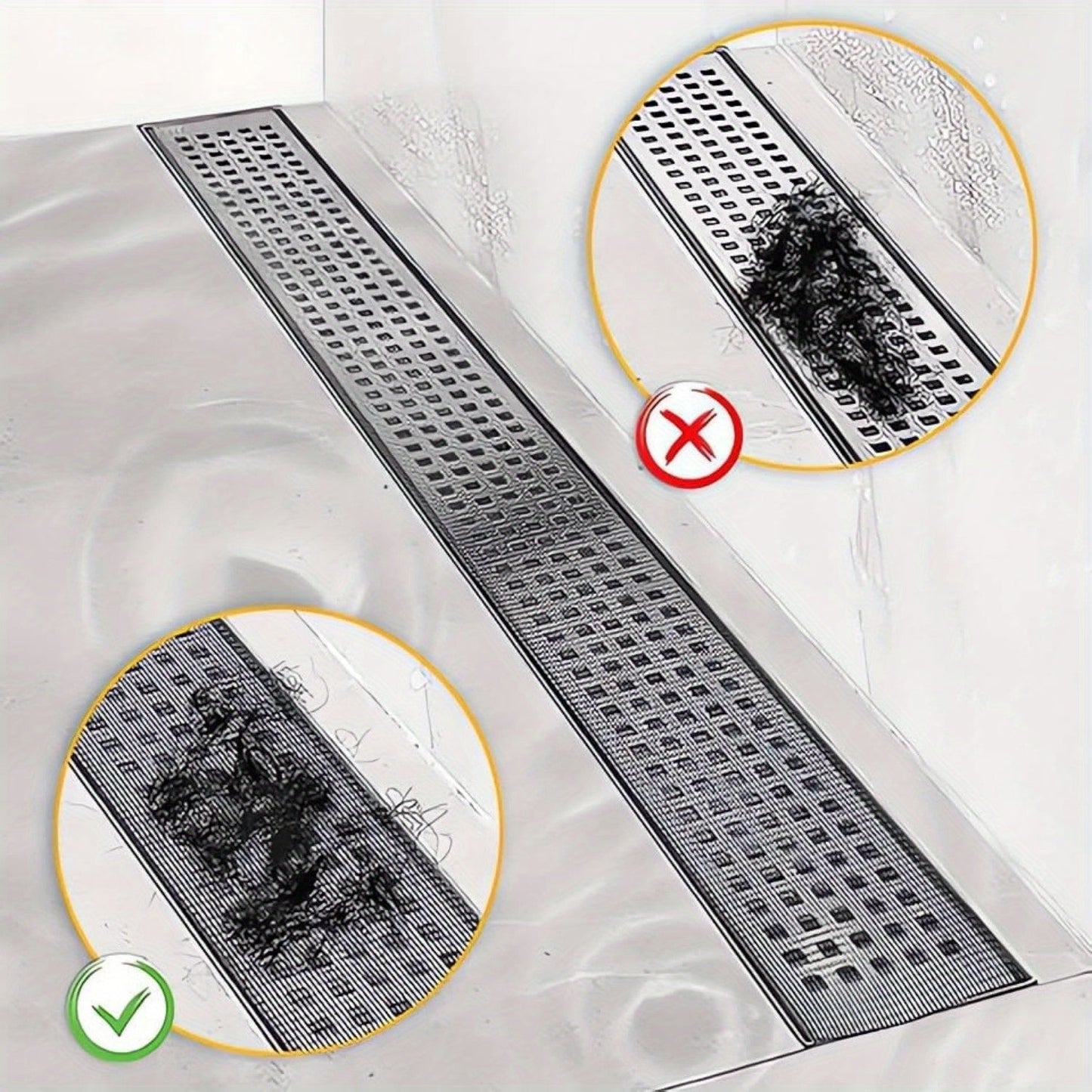 Hair Catcher Roll with Self-Adhesive Backing for Bathroom and Kitchen, Features Anti-Clogging Insect Screen and Floor Tile Filter