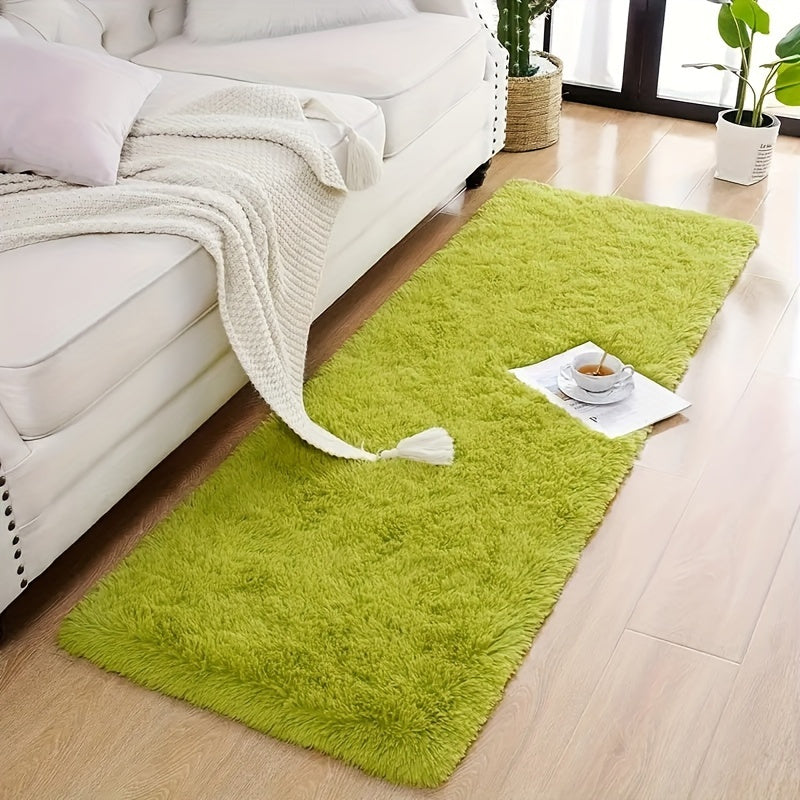 Soft Green Polyester Plush Mat - Non-Slip, Stain Resistant, Lightweight Rectangle Mat for Living Room, Office, and Indoor Use. Dry Clean Only. Perfect for Christmas, Mother's Day, Graduation, Juneteenth, and 4th of July Decor. Ideal Mat for Living Room.