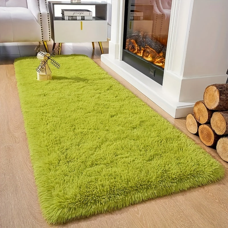 Soft Green Polyester Plush Mat - Non-Slip, Stain Resistant, Lightweight Rectangle Mat for Living Room, Office, and Indoor Use. Dry Clean Only. Perfect for Christmas, Mother's Day, Graduation, Juneteenth, and 4th of July Decor. Ideal Mat for Living Room.