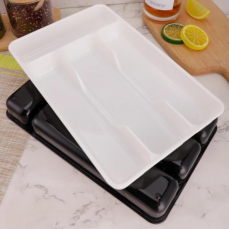 Kitchen Drawer Divider with Compartments, Lightweight and Durable Plastic Flatware Organizer Tray, Insert Mount Cutlery Storage Box, Made of PP Material