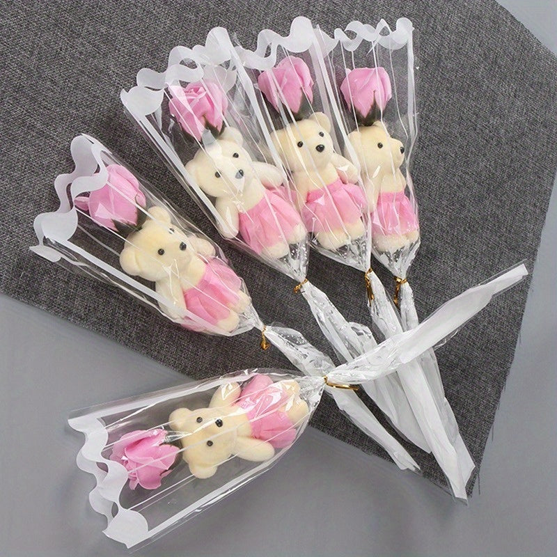 15 artificial rose bouquets with plush bears - ideal for birthdays, anniversaries, weddings, home decor, romantic gifts, and special occasions.