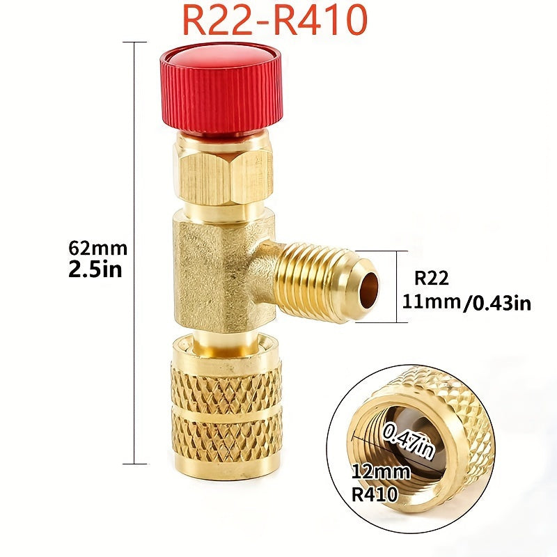 Refrigerant Safety Valve for Air Conditioning - 1pc, Compatible with R410A and R22, 1/4" Liquid Safety Adapter, Manual Operation, No Electricity Required, Essential HVAC Repair Accessory