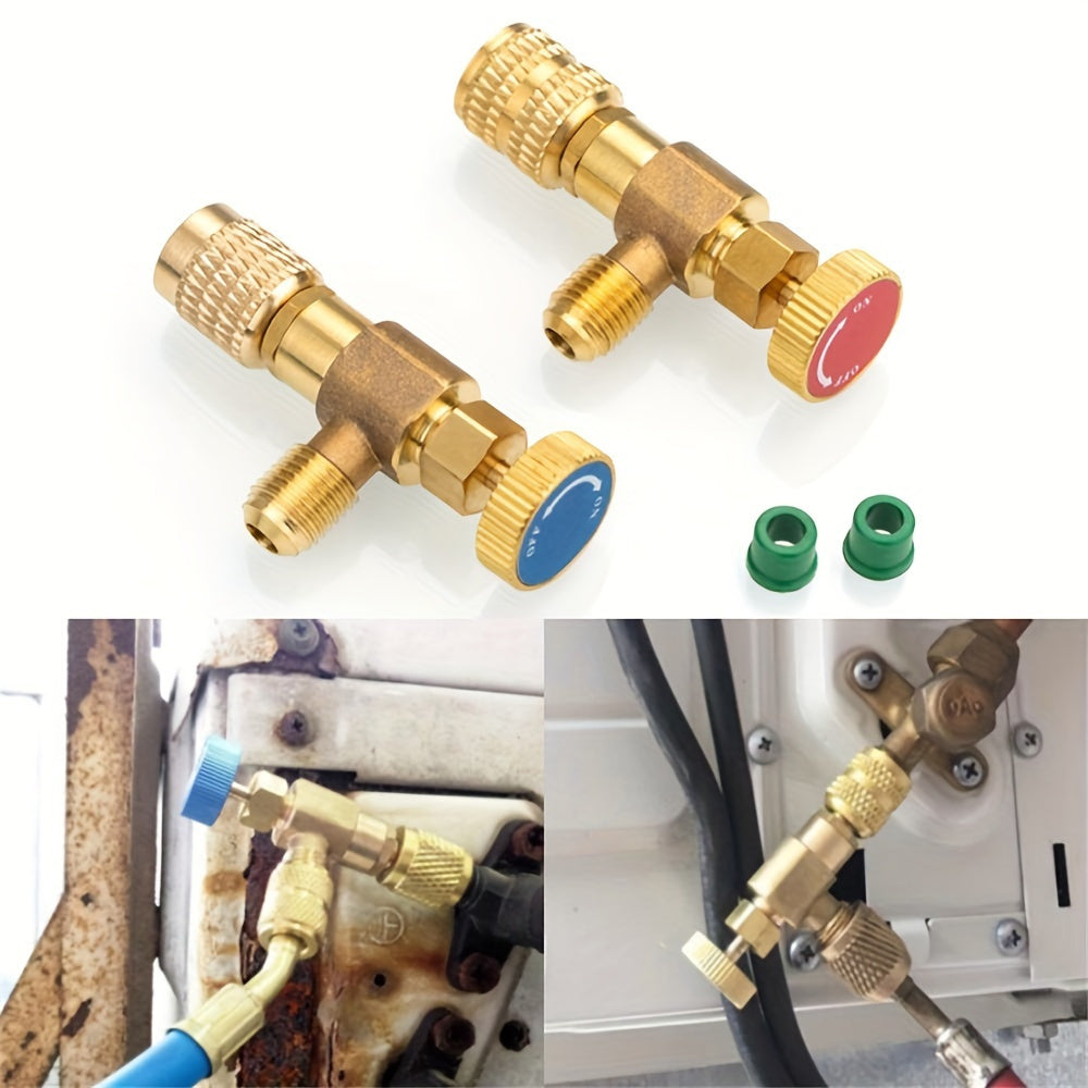 Refrigerant Safety Valve for Air Conditioning - 1pc, Compatible with R410A and R22, 1/4" Liquid Safety Adapter, Manual Operation, No Electricity Required, Essential HVAC Repair Accessory