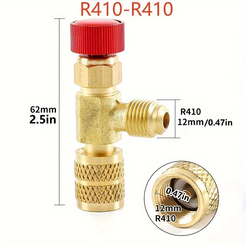 Refrigerant Safety Valve for Air Conditioning - 1pc, Compatible with R410A and R22, 1/4" Liquid Safety Adapter, Manual Operation, No Electricity Required, Essential HVAC Repair Accessory