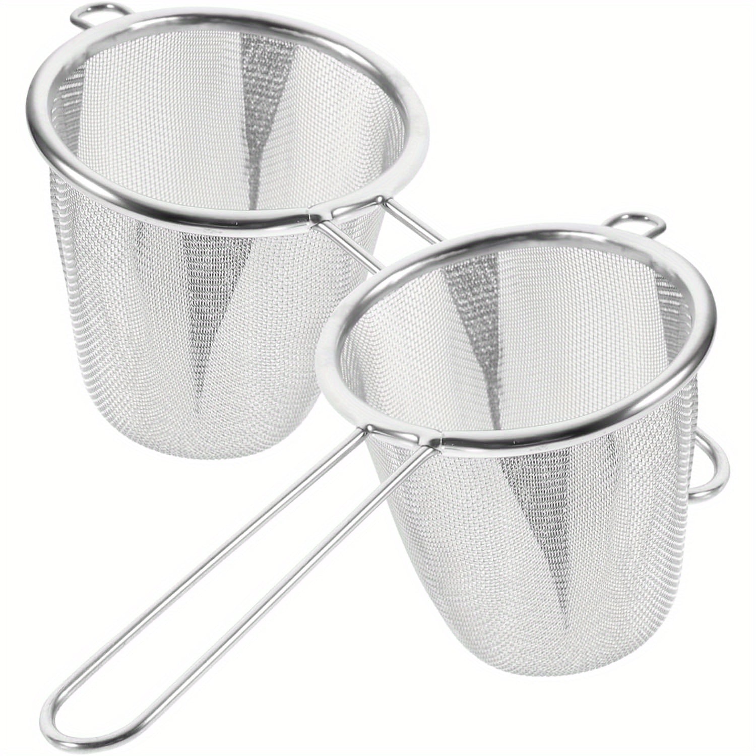 Tea lovers will appreciate this set of two stainless steel tea strainers, perfect for filtering loose tea. This practical tool can be used with any tea kettle and is a must-have for any tea lover. It's also great for sifting and infusing tea in bulk