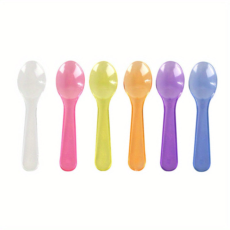 Vibrant Disposable Plastic Spoons: Ideal for Yogurt, Ice Cream, And Desserts - Individually Wrapped, Durable, And See-Through