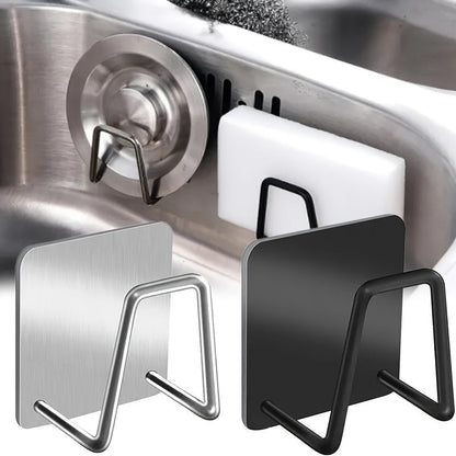 Set of 4 Stainless Steel Racks for Storage, Kitchen and Bathroom Organization - Includes Sink Drain, Sponge, Scouring Pads, and Cleaning Sponge Hooks. Ideal for Kitchen Supplies and Accessories.