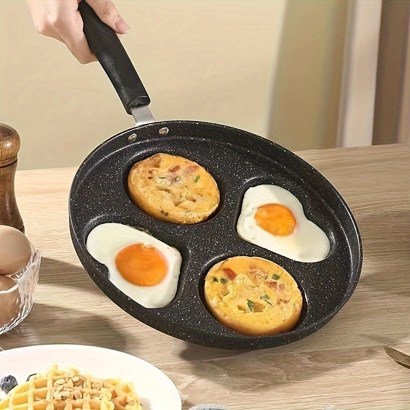 A Stainless Steel Skillet with a Non-Stick Surface, Includes Multi-Section Breakfast Pan, Burger & Egg Mold. Suitable for Gas Stove Top & Induction Cooker. Essential Kitchen Utensil & Gadget.