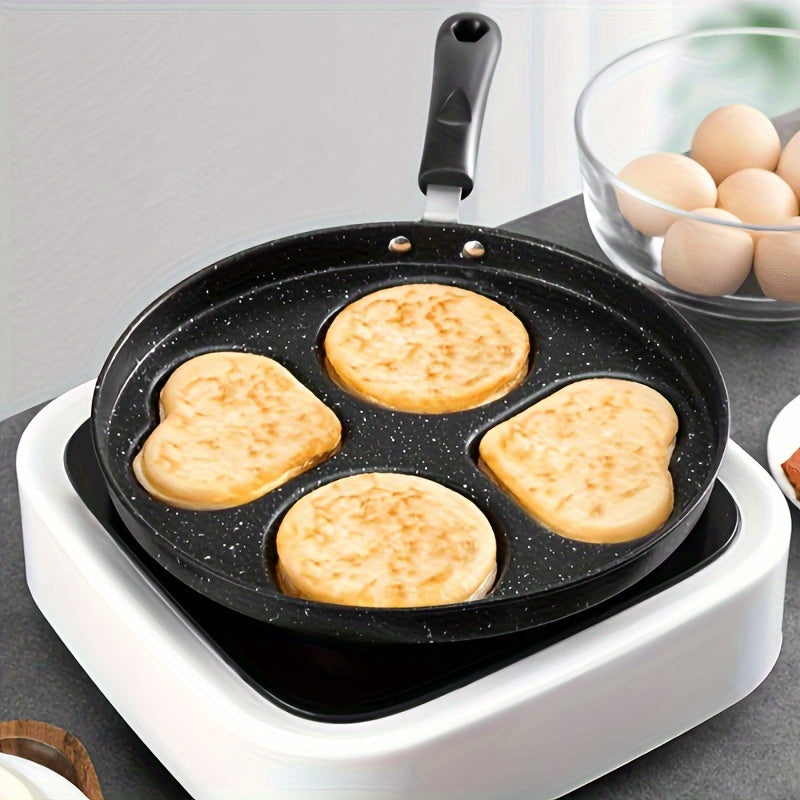 A Stainless Steel Skillet with a Non-Stick Surface, Includes Multi-Section Breakfast Pan, Burger & Egg Mold. Suitable for Gas Stove Top & Induction Cooker. Essential Kitchen Utensil & Gadget.