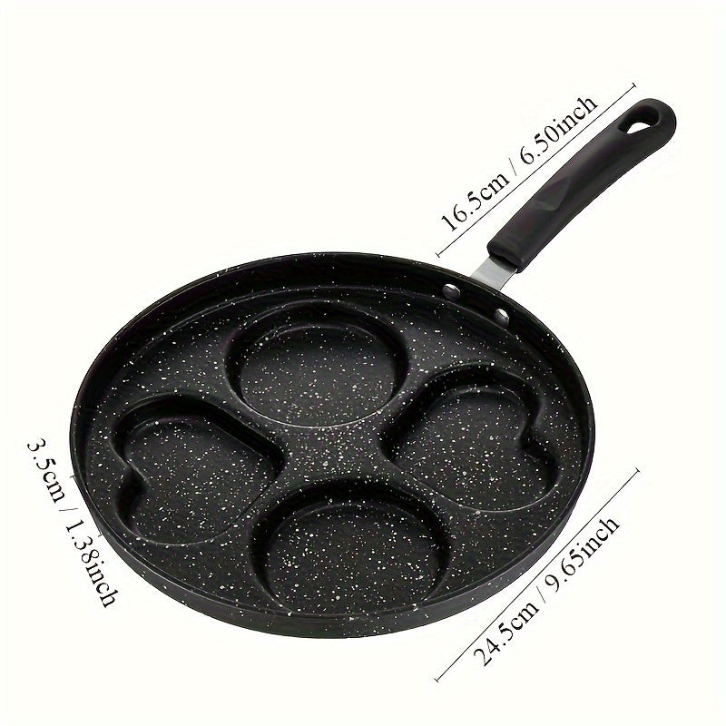 A Stainless Steel Skillet with a Non-Stick Surface, Includes Multi-Section Breakfast Pan, Burger & Egg Mold. Suitable for Gas Stove Top & Induction Cooker. Essential Kitchen Utensil & Gadget.