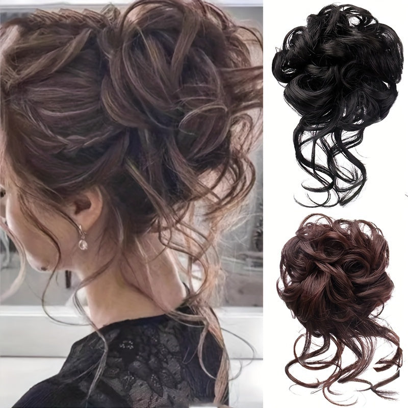 Stylish messy bun claw clip hairpiece for women - natural, fluffy ponytail extension with long beard - versatile and user-friendly.