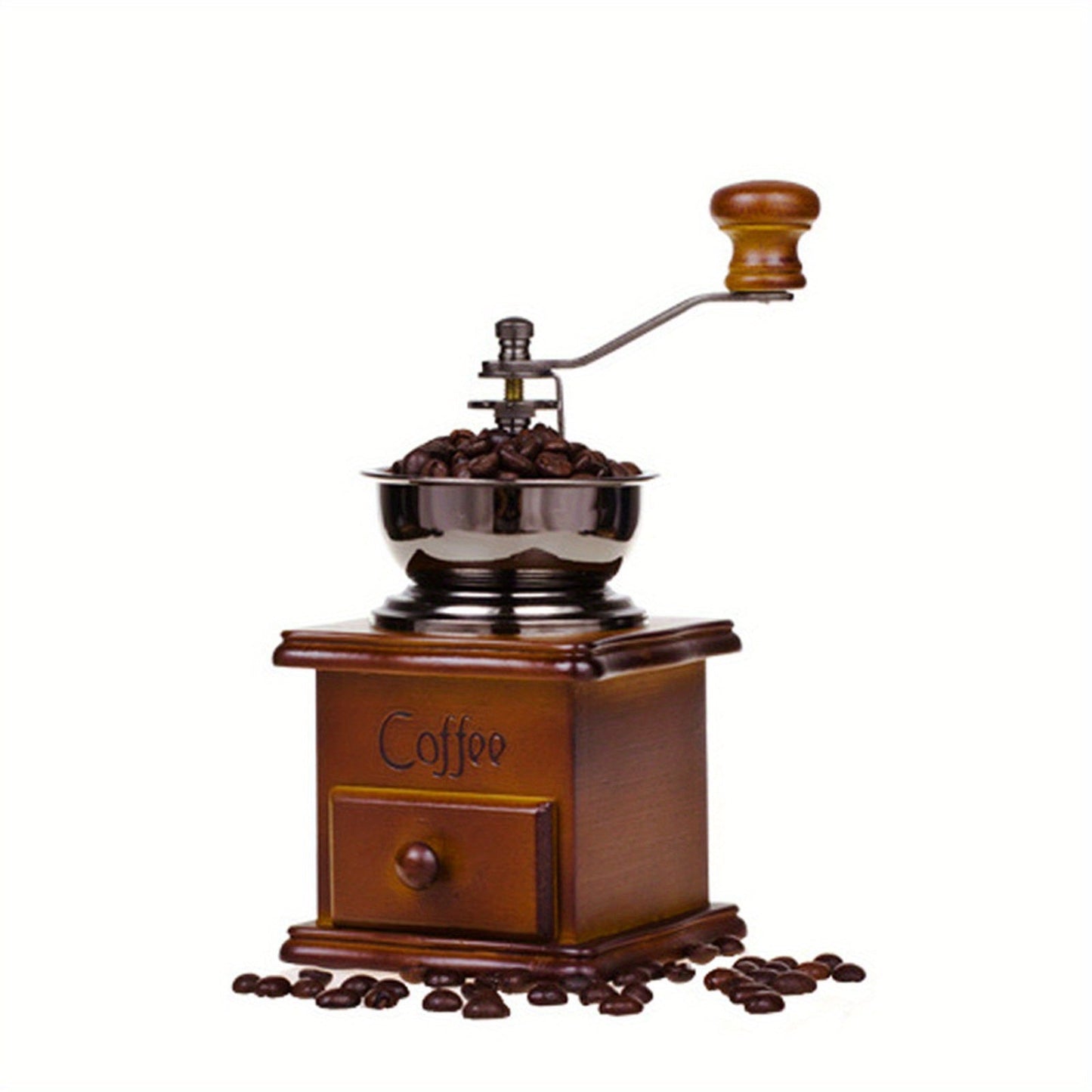 Gift the perfect item for home or office with this hand-cranked wooden coffee bean mill, a stainless steel manual espresso grinder that delivers fresh ground coffee.