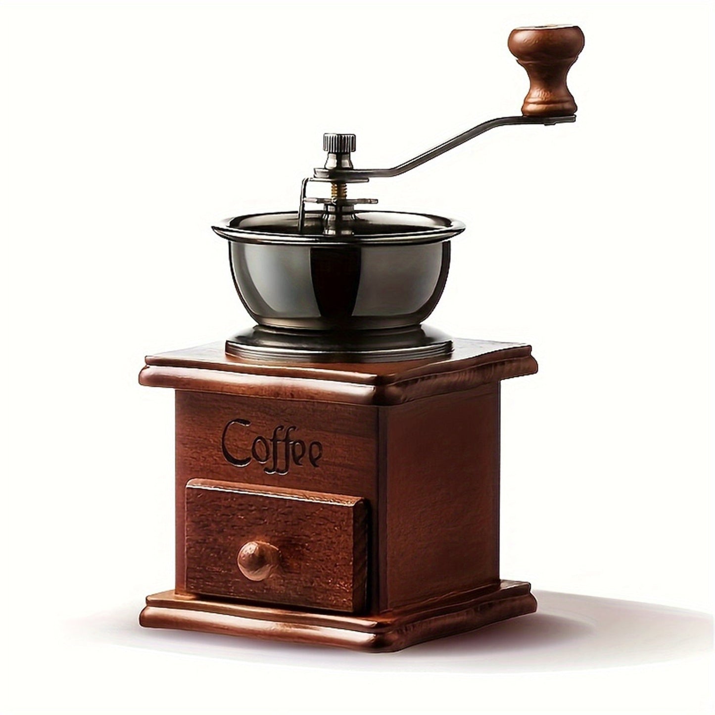 Gift the perfect item for home or office with this hand-cranked wooden coffee bean mill, a stainless steel manual espresso grinder that delivers fresh ground coffee.