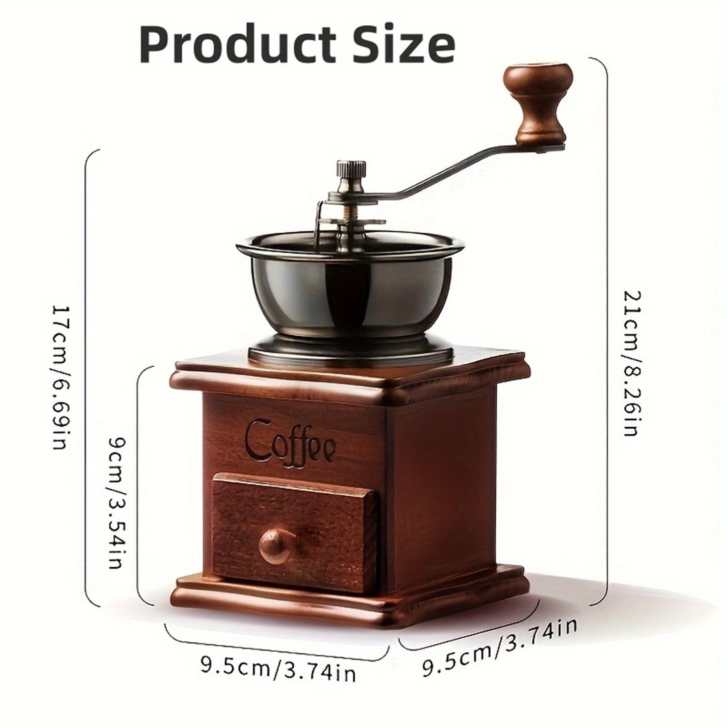 Gift the perfect item for home or office with this hand-cranked wooden coffee bean mill, a stainless steel manual espresso grinder that delivers fresh ground coffee.