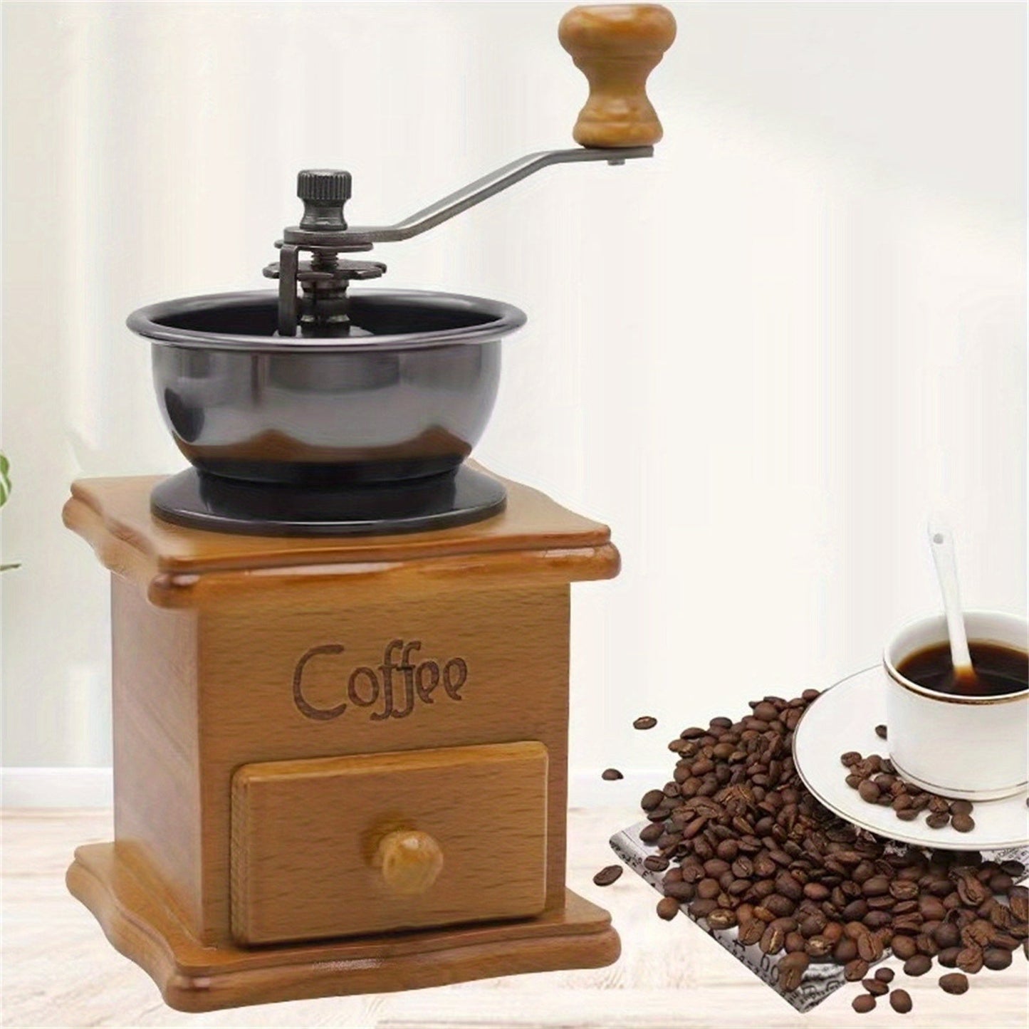 Gift the perfect item for home or office with this hand-cranked wooden coffee bean mill, a stainless steel manual espresso grinder that delivers fresh ground coffee.