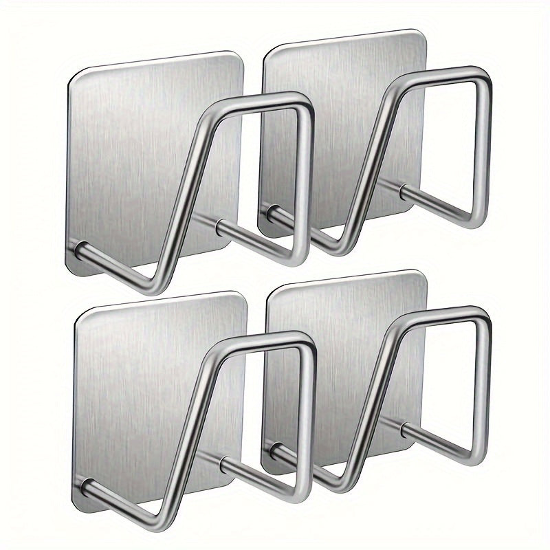 Set of 2/4 stainless steel sponge holders with hooks, punch-free sink sponge drain storage racks. These self-adhesive drain drying racks are perfect for organizing and storing sponges in the kitchen and bathroom. They are essential kitchen accessories