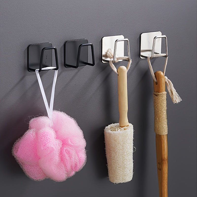 Set of 2/4 stainless steel sponge holders with hooks, punch-free sink sponge drain storage racks. These self-adhesive drain drying racks are perfect for organizing and storing sponges in the kitchen and bathroom. They are essential kitchen accessories