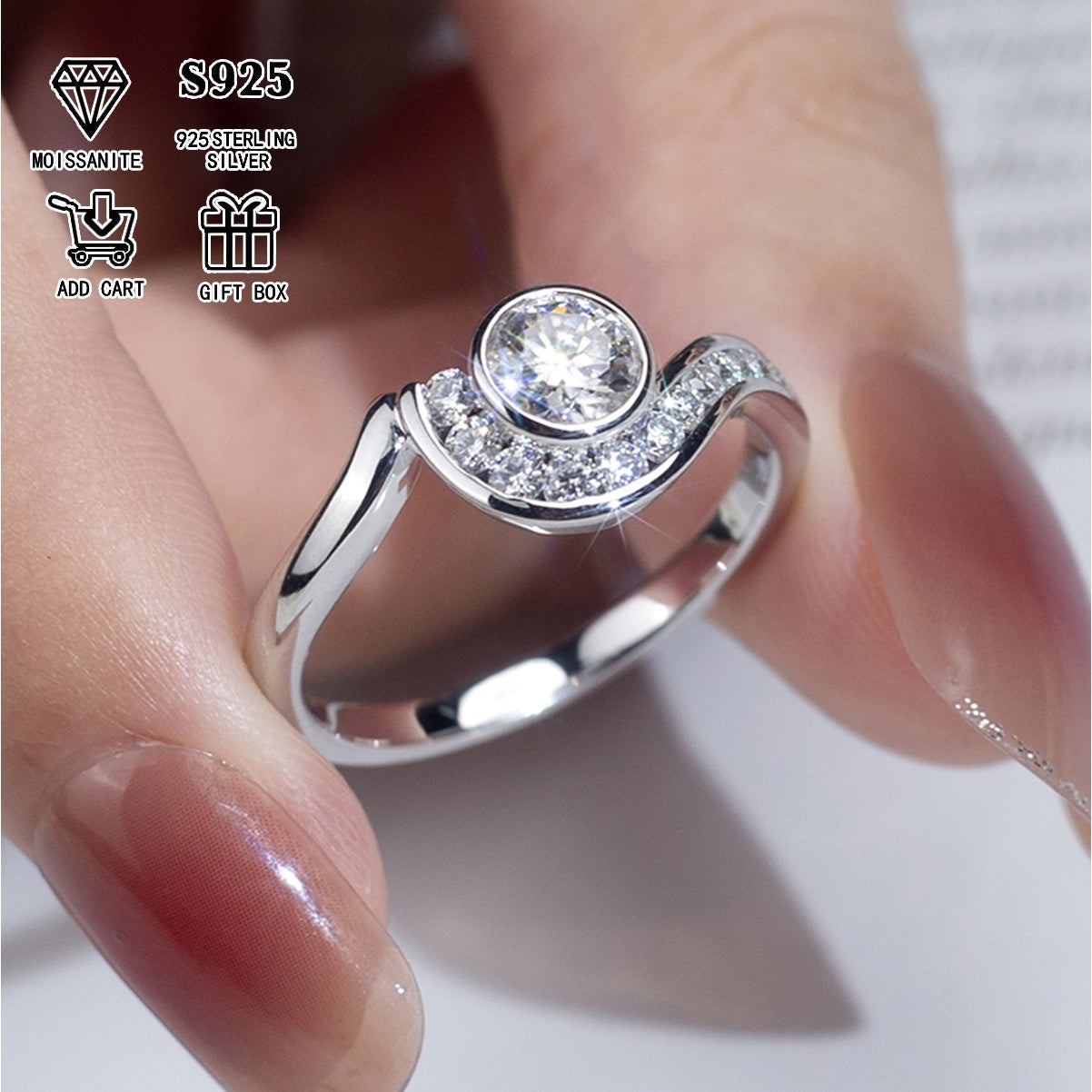 Stunning 2Ct/1Ct Moissanite Engagement Ring - Crafted with Hypoallergenic S925 Sterling Silver, Ideal for Everyday and Special Events, Comes with Gift Box and Certificate