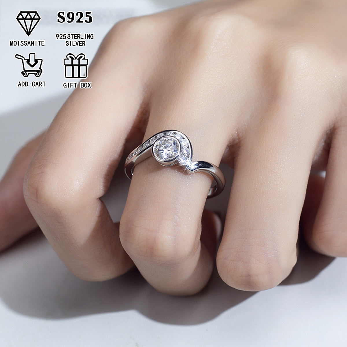 Stunning 2Ct/1Ct Moissanite Engagement Ring - Crafted with Hypoallergenic S925 Sterling Silver, Ideal for Everyday and Special Events, Comes with Gift Box and Certificate