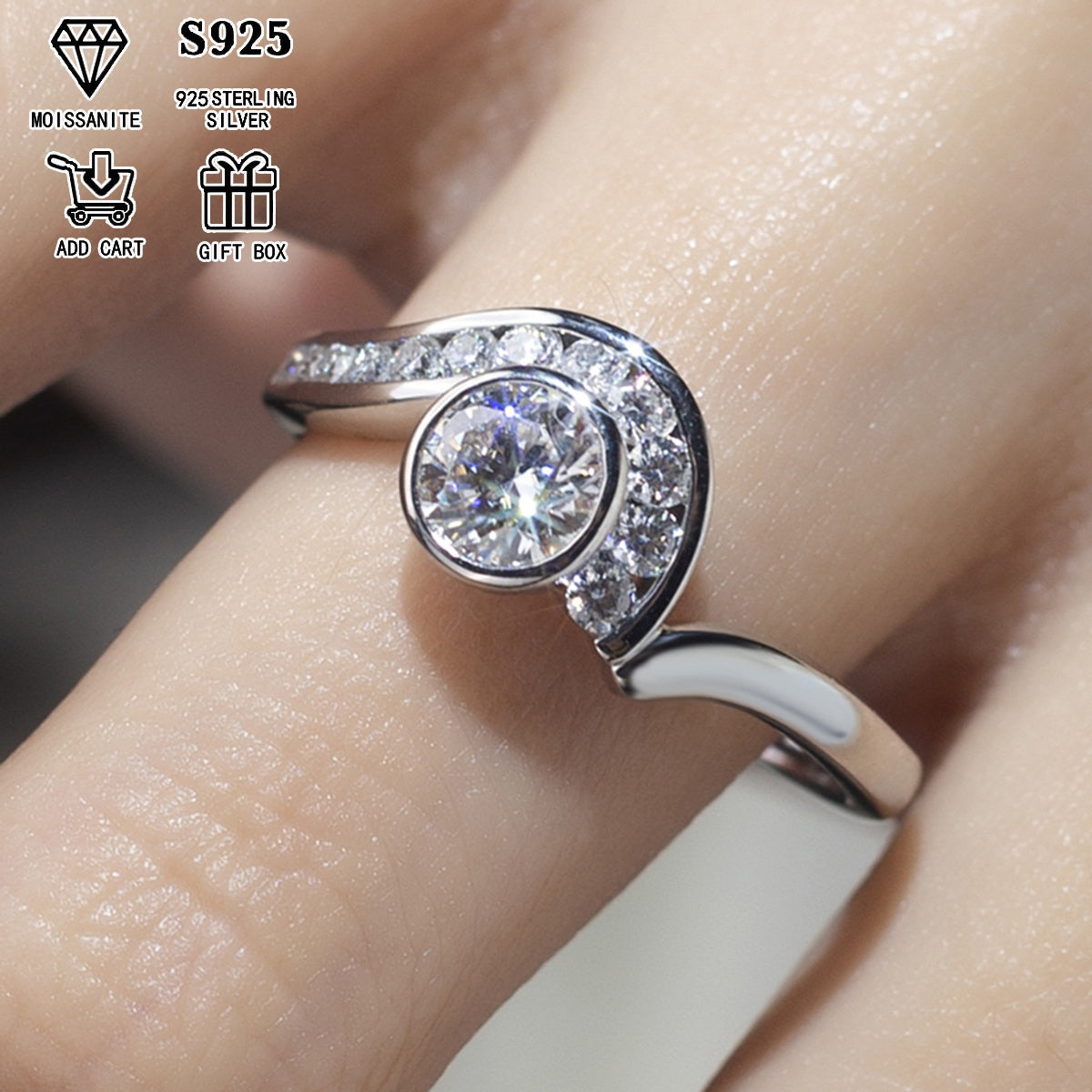 Stunning 2Ct/1Ct Moissanite Engagement Ring - Crafted with Hypoallergenic S925 Sterling Silver, Ideal for Everyday and Special Events, Comes with Gift Box and Certificate