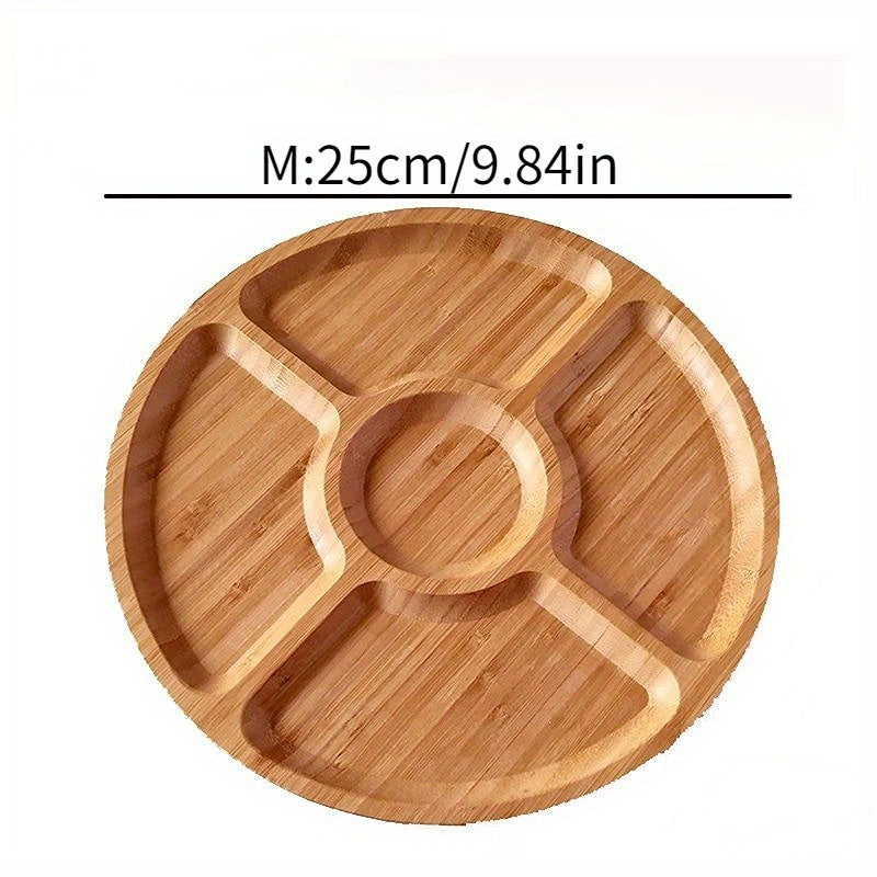 1-pc Wooden cheese board with 5 compartments - Multifunctional snack tray for appetizers and kitchen decor.