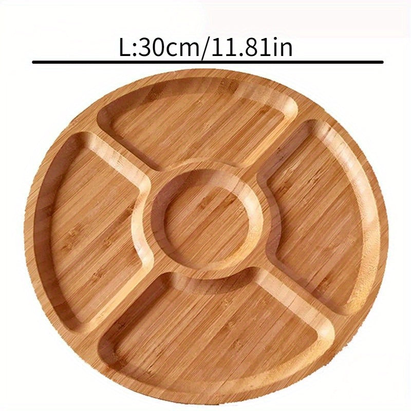 1-pc Wooden cheese board with 5 compartments - Multifunctional snack tray for appetizers and kitchen decor.