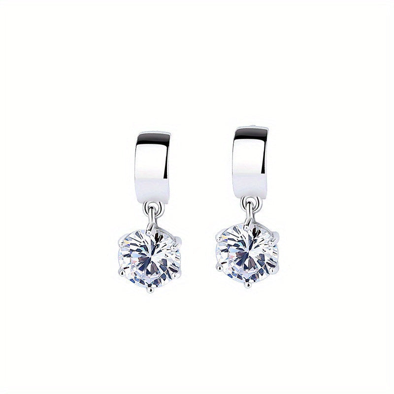 These Korean version 925 sterling silver stud earrings feature 1 carat Moissanite stones, perfect for both men and women with a high-end design sense. The creative and versatile design is perfect for daily wear, dates, parties, travel, vacations