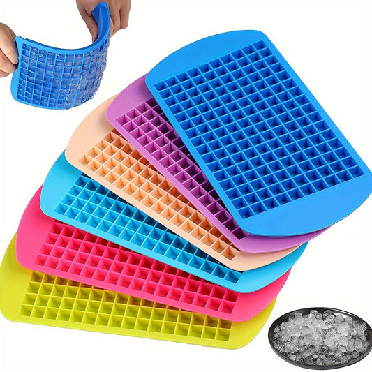 1pc Silicone Ice Cube Tray with 160 grids, perfect for freezing mini food grade ice cubes. This silicone foldable ice mold is the perfect addition to your kitchen accessories. Say goodbye to boring ice cubes and hello to the Ice Breaker Ice Grid Tray