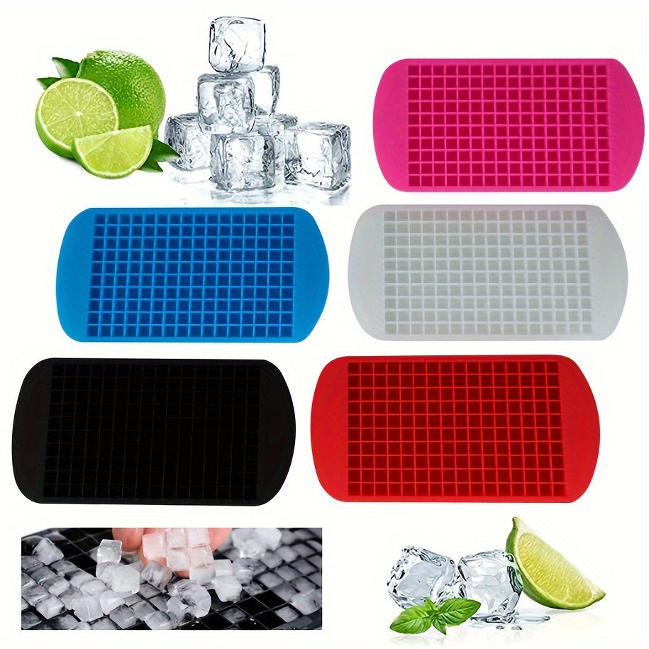 1pc Silicone Ice Cube Tray with 160 grids, perfect for freezing mini food grade ice cubes. This silicone foldable ice mold is the perfect addition to your kitchen accessories. Say goodbye to boring ice cubes and hello to the Ice Breaker Ice Grid Tray