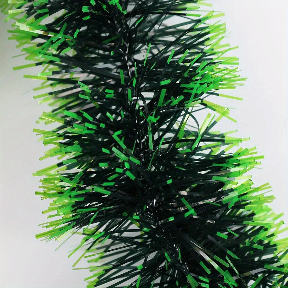 Christmas Ribbon Garland in Green & White, ideal for Xmas tree decorations, weddings, and festive decor.