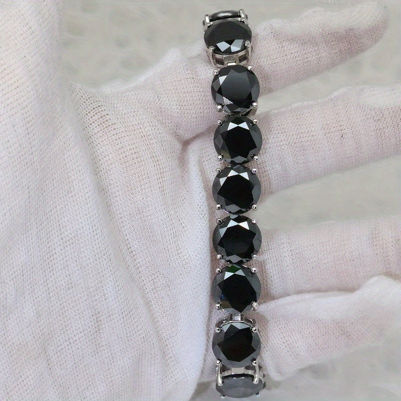 Stunning 85.0 Carat Black Moissanite Bracelet in S925 Sterling Silver - Ideal Anniversary Gift for Both Women and Men, Weighing 39.39g