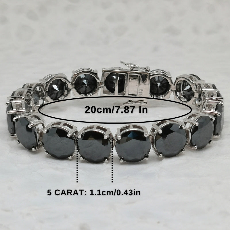 Stunning 85.0 Carat Black Moissanite Bracelet in S925 Sterling Silver - Ideal Anniversary Gift for Both Women and Men, Weighing 39.39g