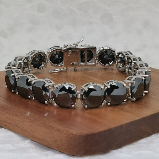 Stunning 85.0 Carat Black Moissanite Bracelet in S925 Sterling Silver - Ideal Anniversary Gift for Both Women and Men, Weighing 39.39g